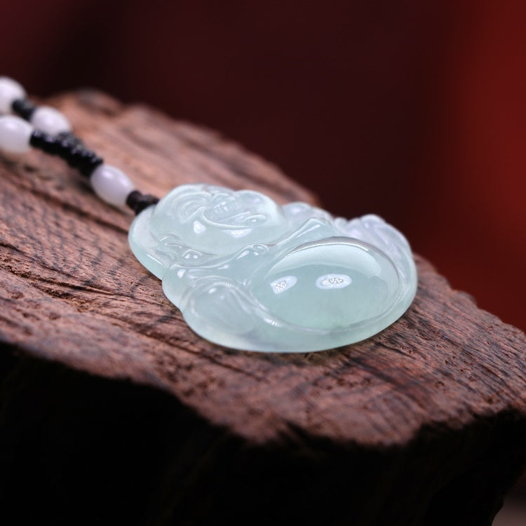 Real Jade Laughing Buddha Pendant