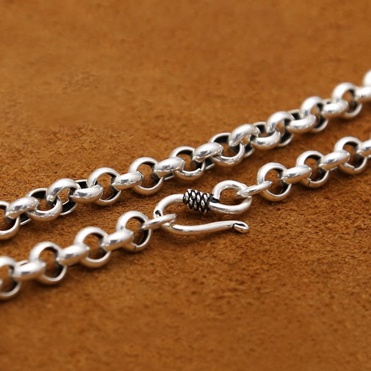 Rolo Chain Necklace Hook and Eye Clasp 4mm