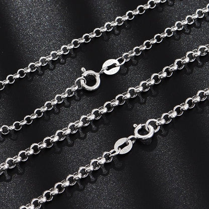 Rolo Chain Necklace Spring Ring Clasp 3mm