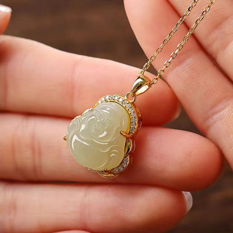 Small Light Green Buddha Necklace