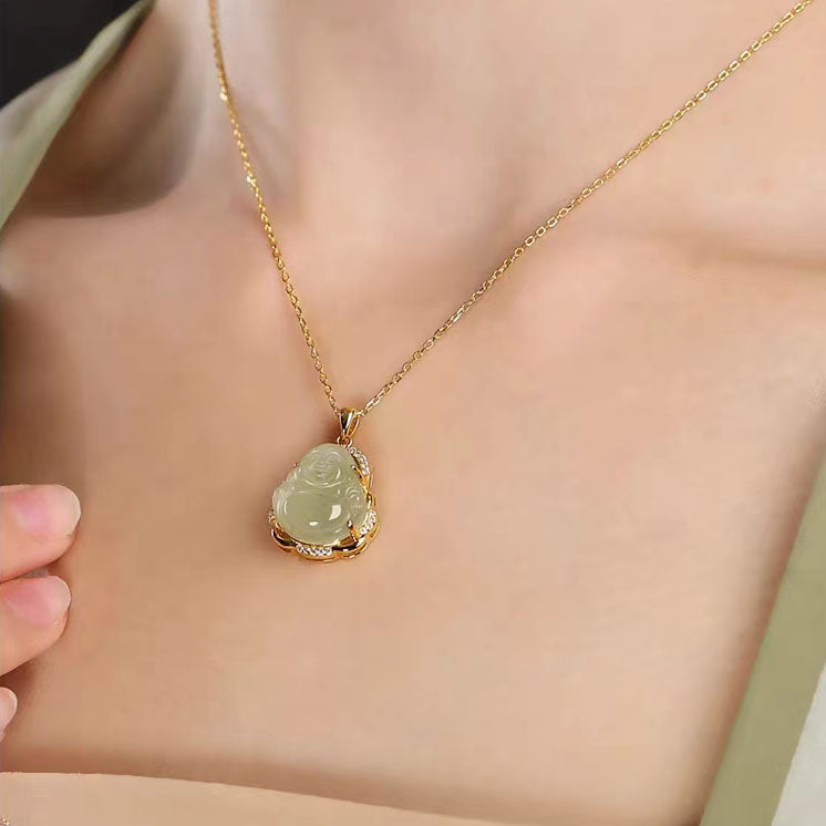 Small Light Green Buddha Necklace