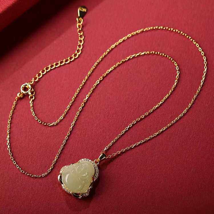 Small Light Green Buddha Necklace