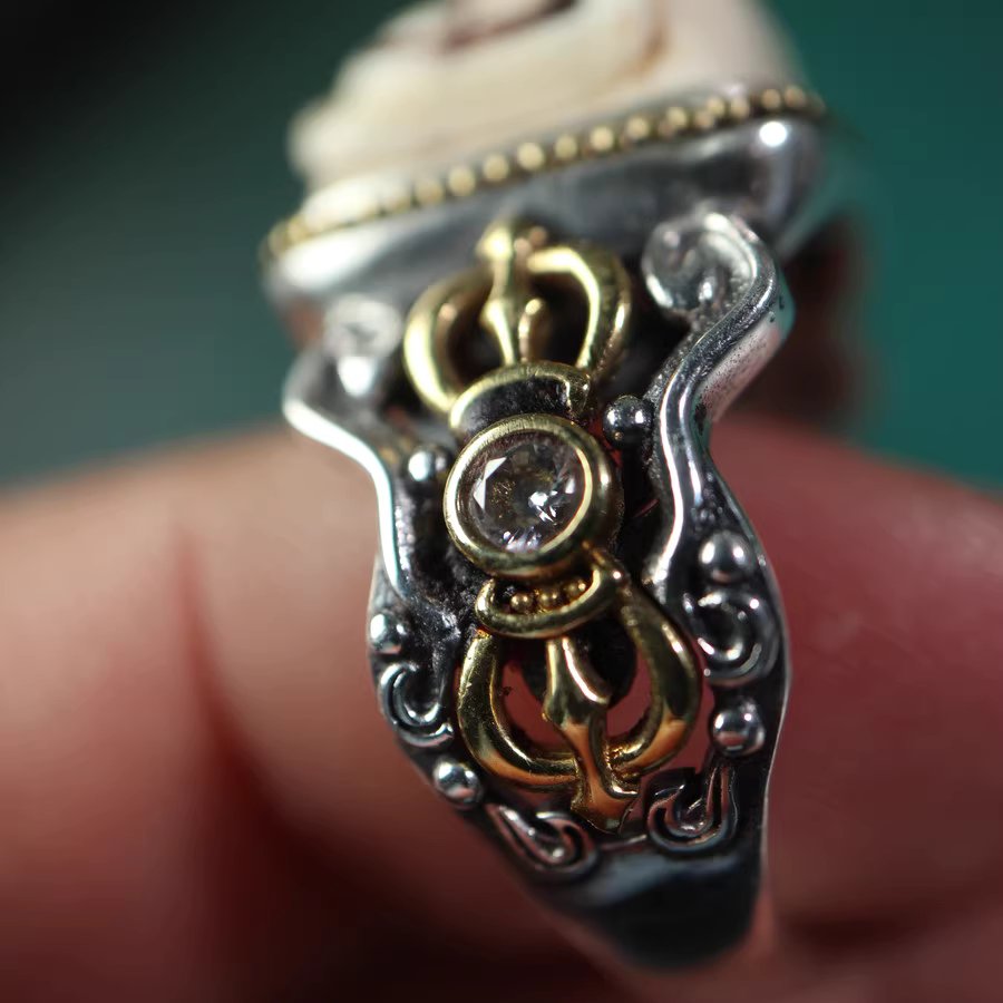 Vintage Tibet Mammoth Tusk Ivory Skull Ring