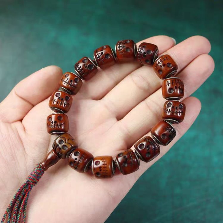 Tibet Yak Bone Skull Wrist Mala