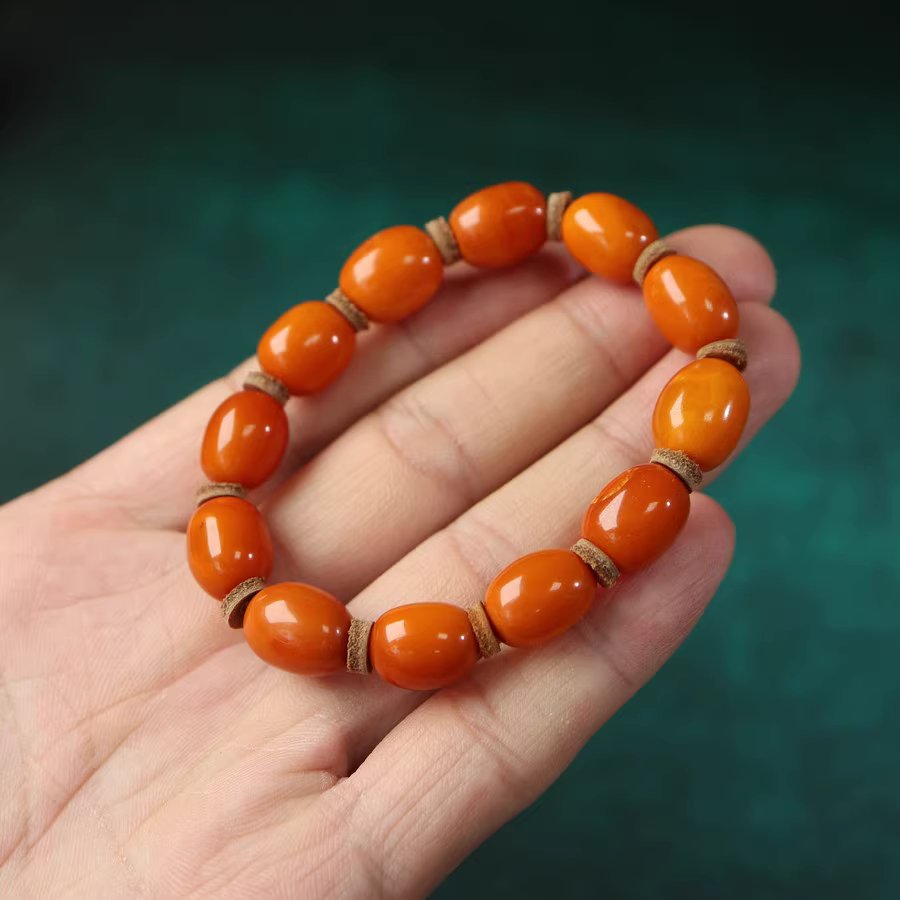 Tibetan Beeswax Amber Wrist Mala Beads