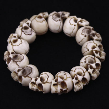 Tibetan Deer Antler Impermanence Skull Mala Bracelet