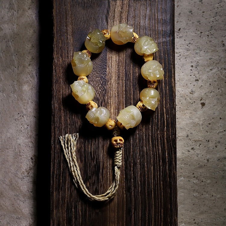 Tibetan Goat Horn Impermanence Skull Mala