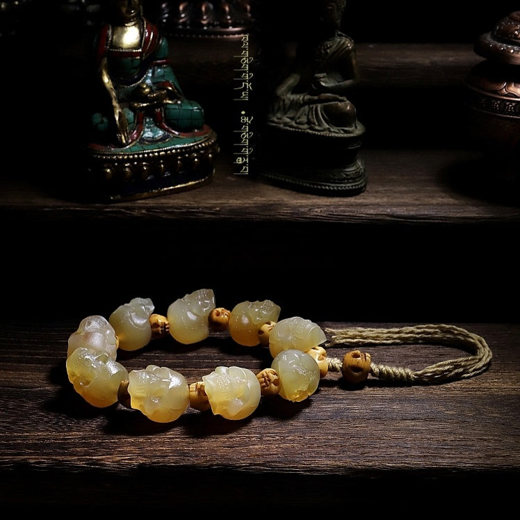 Tibetan Goat Horn Impermanence Skull Mala