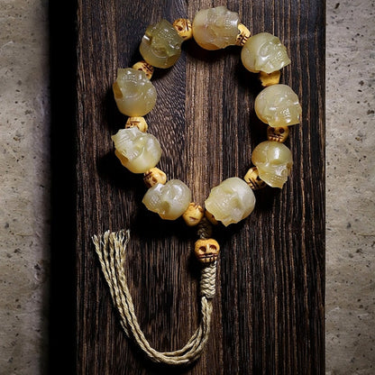 Tibetan Goat Horn Impermanence Skull Mala