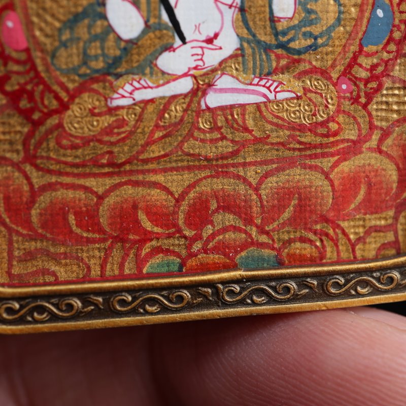 Tibetan Hand-Painted Akasagarbha Thangka Pendant