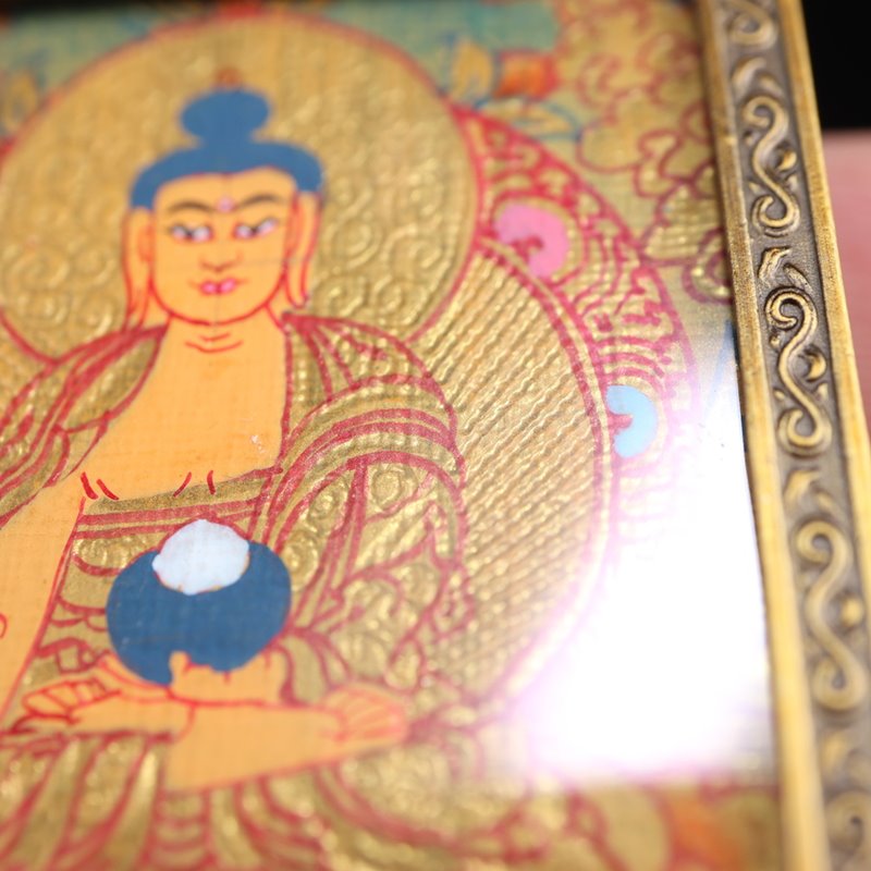 Tibetan Hand-Painted Shakyamuni Thangka Pendant