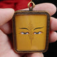 Tibetan Hand-Painted Yellow Buddha's Eyes Thangka Pendant