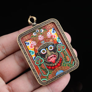 Tibetan Hand-Painted Zakiram Thangka Pendant