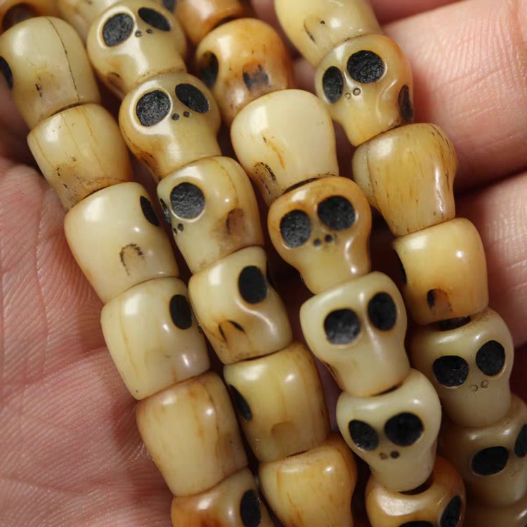 Tibetan Impermanence Yak Bone Skull Prayer Beads