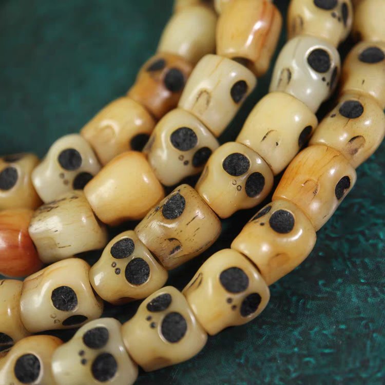 Tibetan Impermanence Yak Bone Skull Prayer Beads