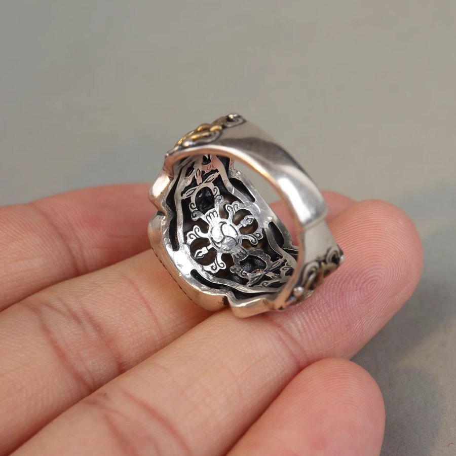 Vintage Tibetan Mammoth Ivory Aum Ring