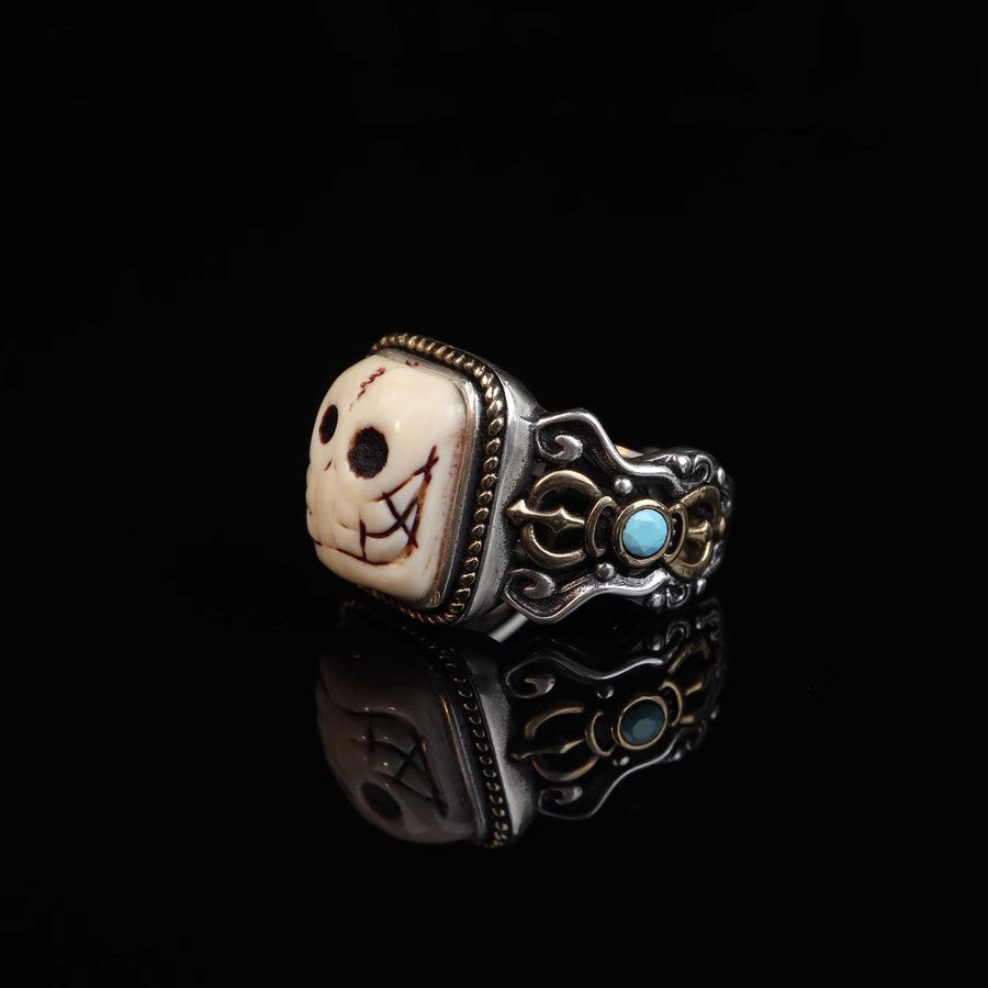 Vintage Tibetan Mammoth Ivory Skull Ring
