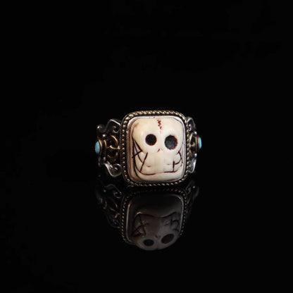 Old Tibetan Mammoth Ivory Skull Ring