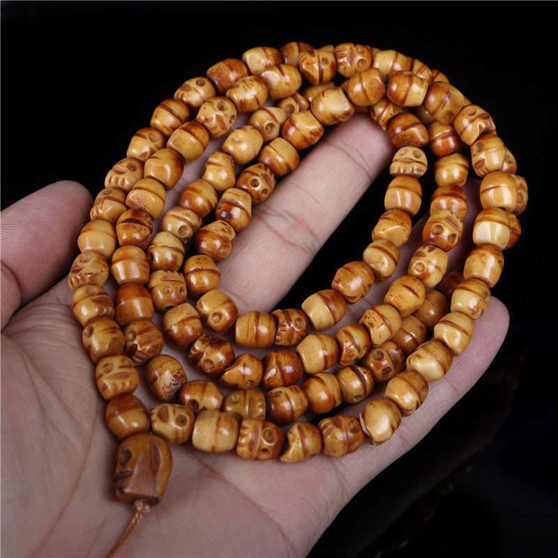 Tibetan Yak Bone Impermanence Skull Mala Beads