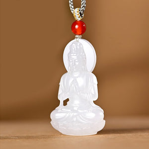 White Jade Kwan Yin Pendant