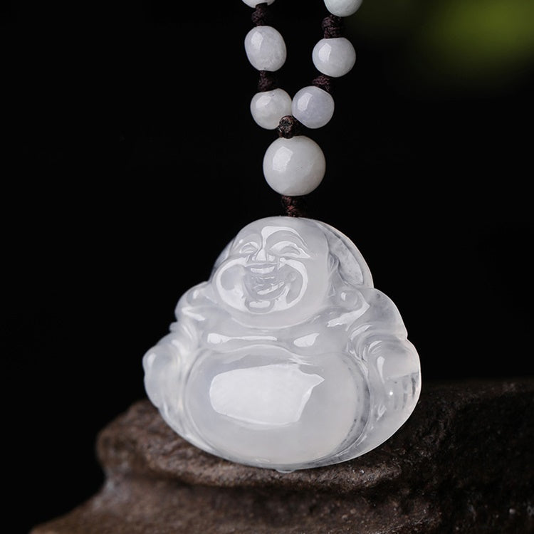 White Jade Laughing Buddha Pendant