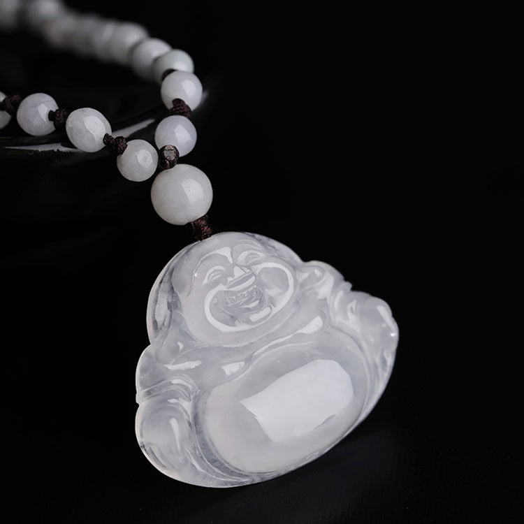 White Jade Laughing Buddha Pendant