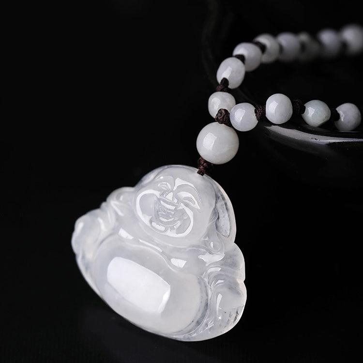 White Jade Laughing Buddha Pendant