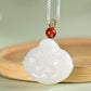 White Jade Laughing Buddha Pendant