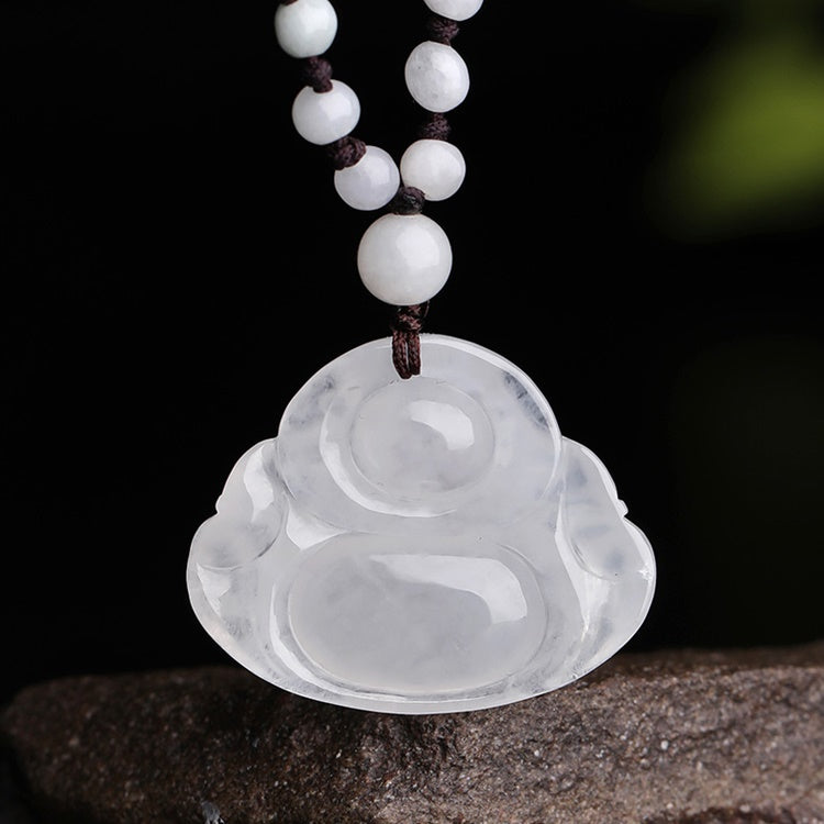 White Jade Laughing Buddha Pendant