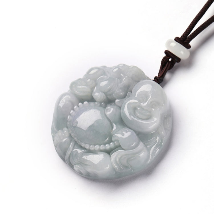 White Jade Laughing Buddha Pendant