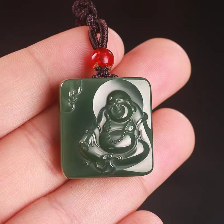 Laughing Buddha Jade Pendant