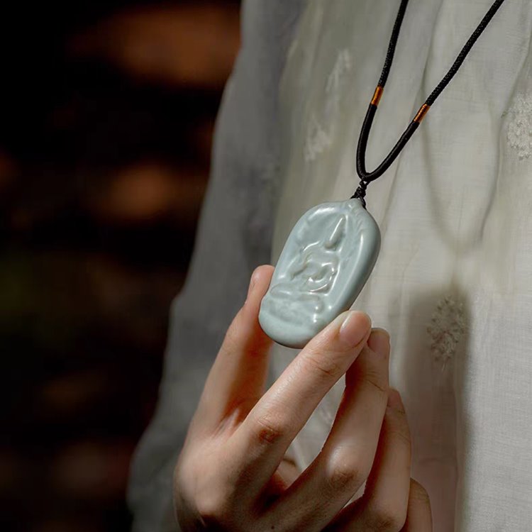 Blue and White Porcelain Buddha Pendant
