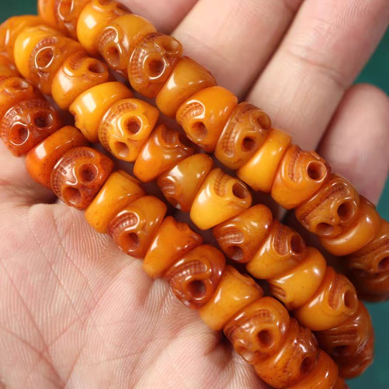 Vintage Tibetan Yak Bone Skull Prayer Beads