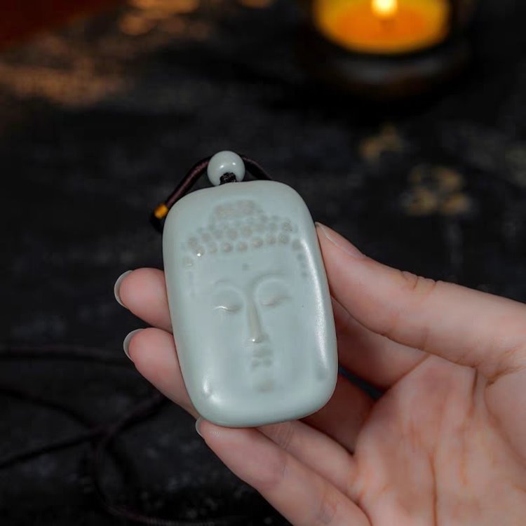 Porcelain Ceramic Buddha Portrait Pendant