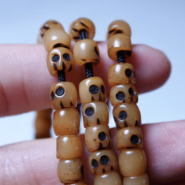 Vintage Tibetan Yak Bone Skull Beads