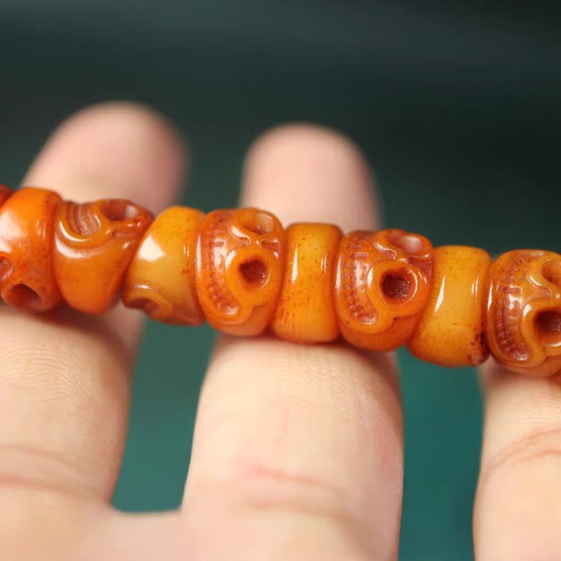 Vintage Tibetan Yak Bone Skull Prayer Beads