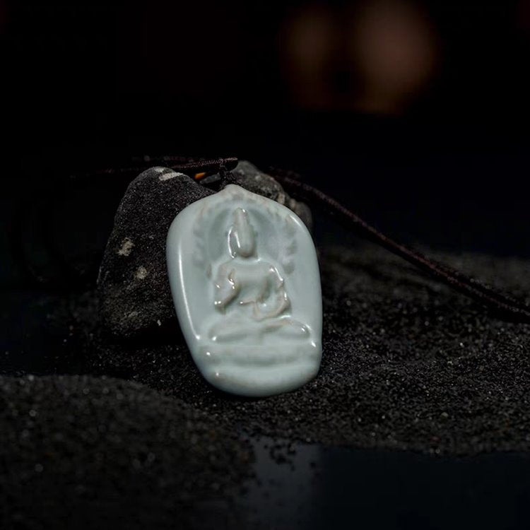Blue and White Porcelain Buddha Pendant