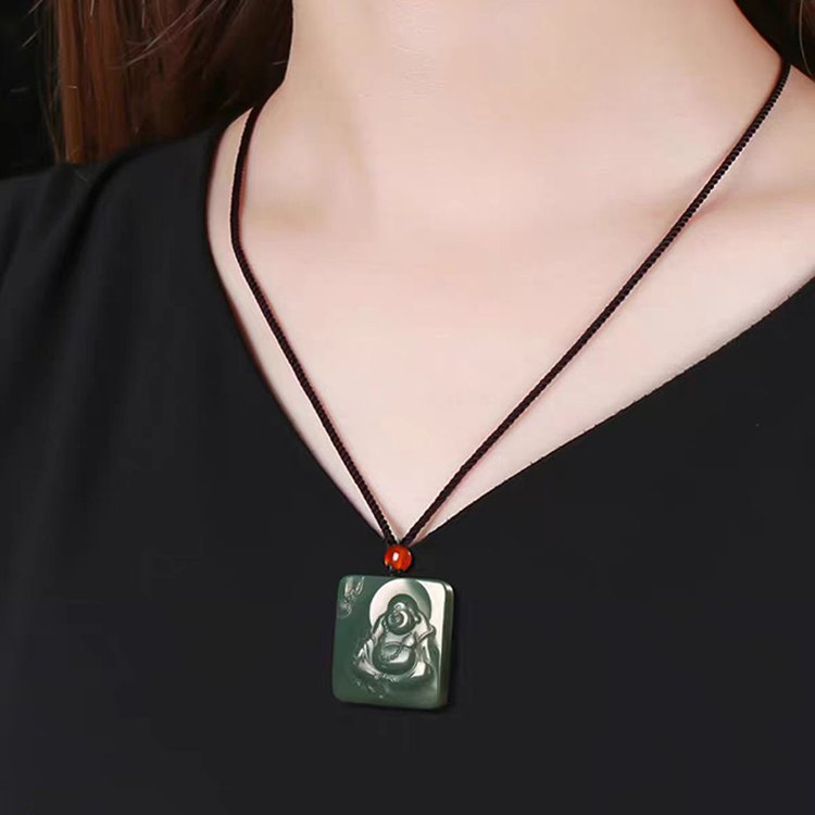 Laughing Buddha Jade Pendant