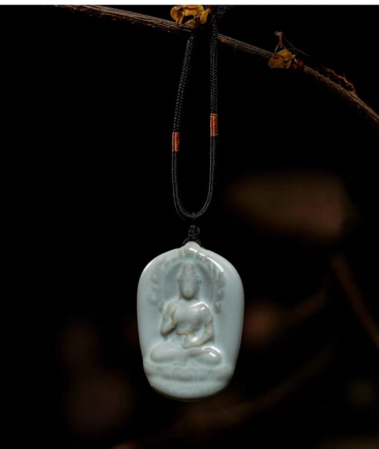 Blue and White Porcelain Buddha Pendant