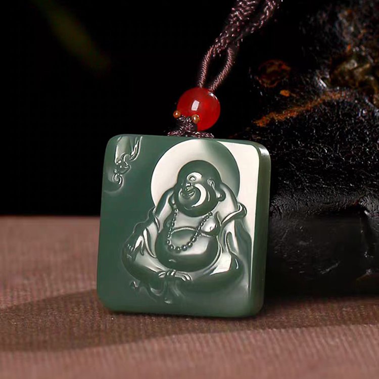 Laughing Buddha Jade Pendant