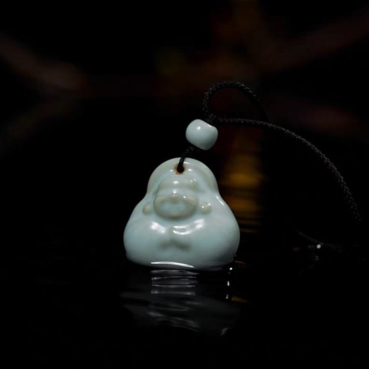 Porcelain Laughing Buddha Pendant