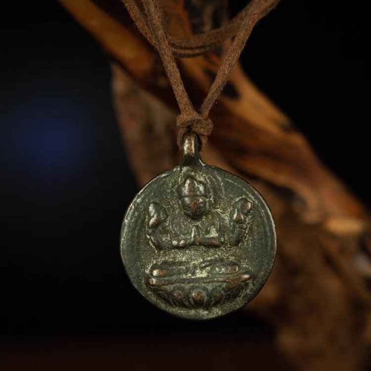 Vintage Tibetan Copper Guanyin Amulet