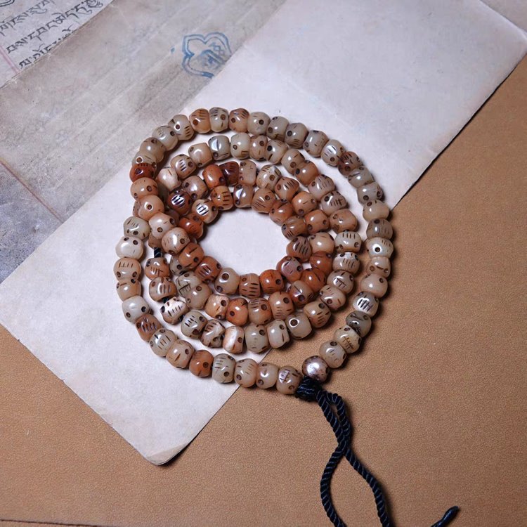 Tibetan Yak Bone Mens Mala Necklace