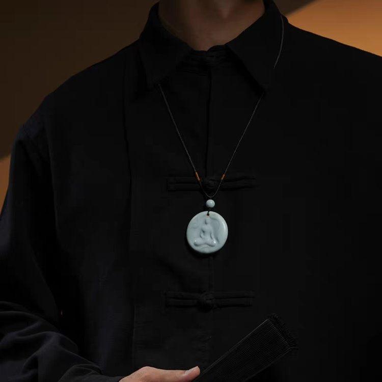 Earth Touching Small Ceramic Buddha Pendant