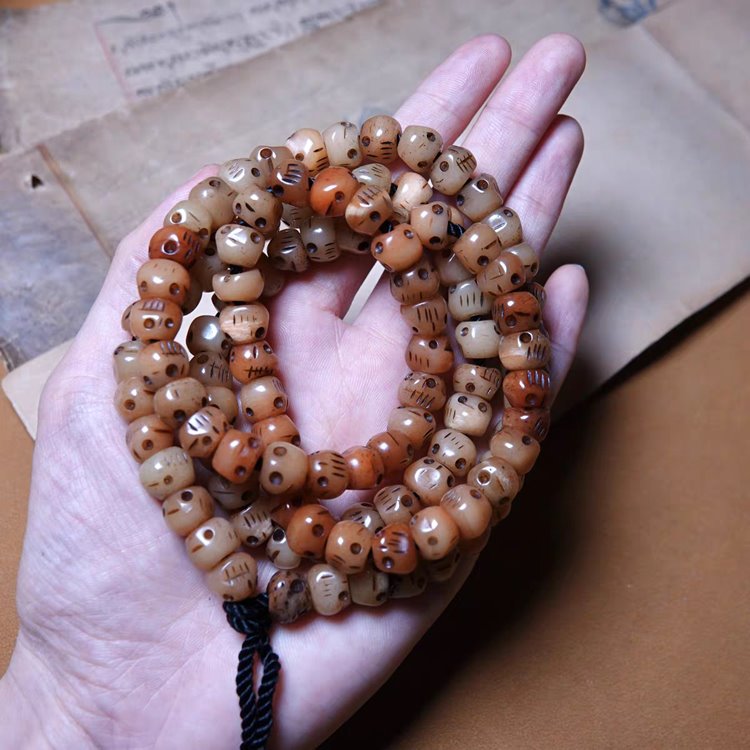 Tibetan Yak Bone Mens Mala Necklace