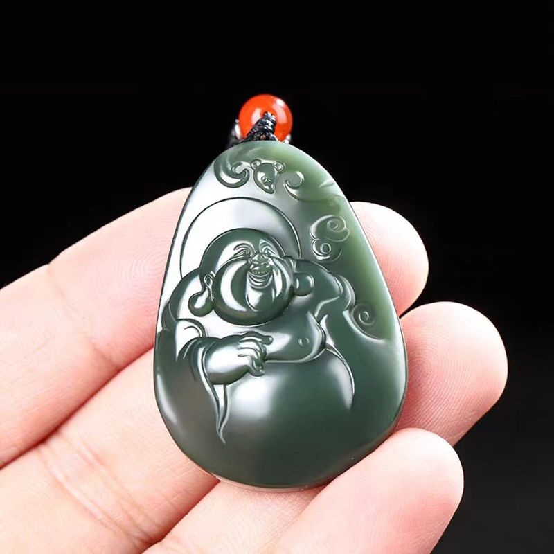 Real Jade Laughing Buddha Pendant
