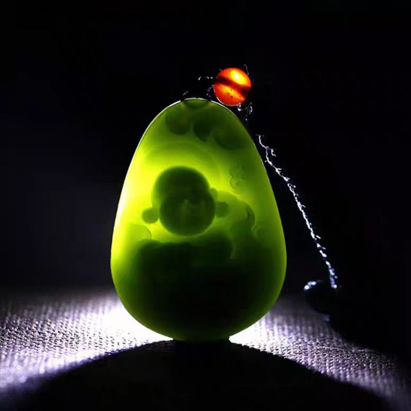 Real Jade Laughing Buddha Pendant
