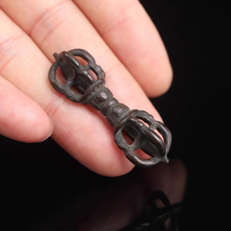 Vintage Tibetan Iron Lotus Scepter Pendant