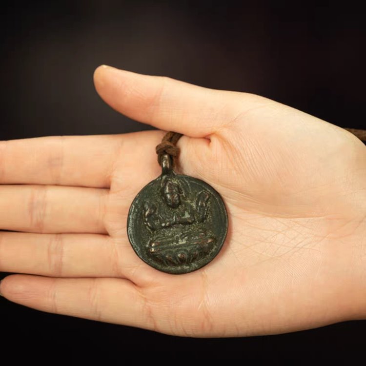 Vintage Tibetan Copper Guanyin Amulet