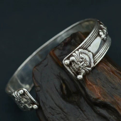 Nepali Green Tara Mantra Silver Bracelet